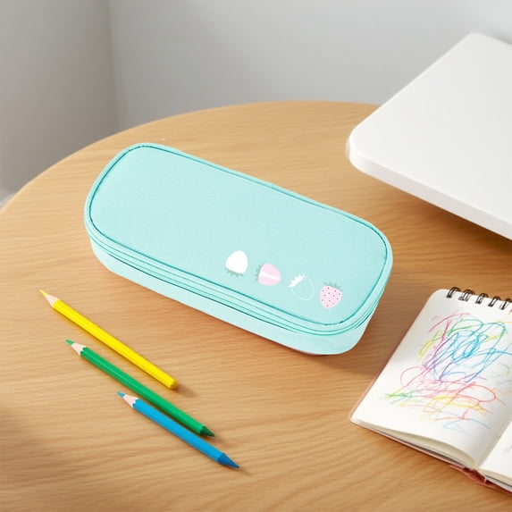 SHENGXINY Pencil Case, Large Capacity Pencil Pouch Stylish Zipper Closure Stationery Storage Bag Sky Blue