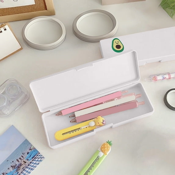 SHENGXINY Pencil Case, Pencil Pouch Frosted Fruit Pattern Storage Stationery Organizer White