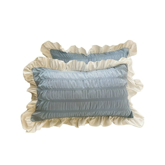SHENGXINY Pillowcases Clearance Ruffled Bed P-ill-owslip Shams , Standard, Comfortable, White, Striped P-ill-owcases for Children Pil-low Cover Cute Pil-low Shams Sets of 2 Blue