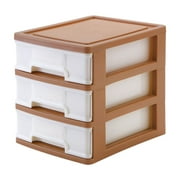 SHENGXINY Plastic Box 17.5x13x15.5cm Clearance Desktop Drawer Storage 3-Tier Drawer Plastic Office Storage Box Office Stationery Storage Rack With Drawer Coffee