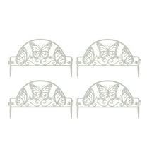 SHENGXINY Plastic Garden Fence Clearance 4pcs Plastic Edgings Garden Picket Fence - Grass Flowerbeds Plant Borders - Decorative Scenery Road Panels - Weather Proof Plastic Garden Fence White