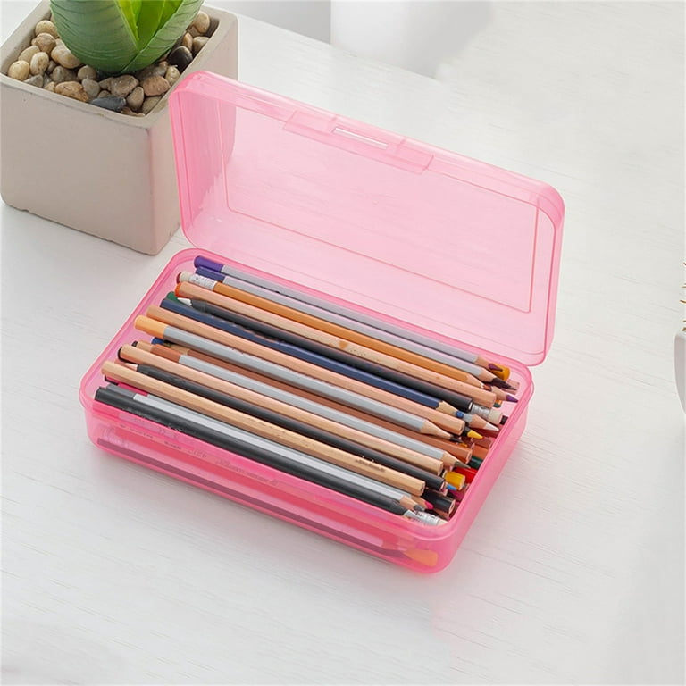 Pencil Box, Plastic Clear Pencil Case, 1 Pack Large Capacity Hard Pencil  Case, Clear Crayon Box with Snap-tight Lid Stackable Design, Plastic  Storage