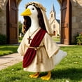 thumbnail image 1 of SHENGXINY Porch Goose Outfit, Religious Robe with Cross Necklace and Wreath Wig Goose Clothes for Patio Outdoor Home Decor Multicolor 23 in, 1 of 9