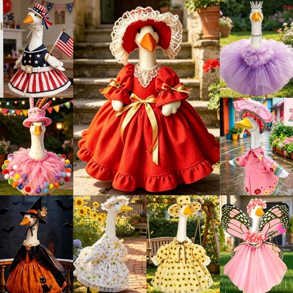 SHENGXINY Porch Goose Outfit,Cute Birthday Party Goose Outfits with Hat for Yard Patio Outdoor Decor Pink 23in