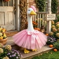 thumbnail image 1 of SHENGXINY Porch Goose Outfit, Layered Tulle Tutu with Ruffled Lace Headband for Patio Courtyard Entryway Home Decorations Pink 23 in, 1 of 5