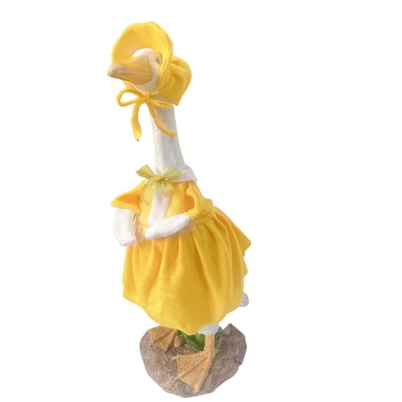 SHENGXINY Porch Goose Outfits, Big White Porch Goose Decor for Outdoor Yard Garden Patio Lawn Decor Yellow 23in