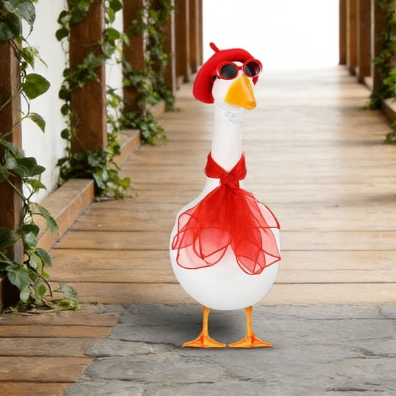 SHENGXINY Porch Goose Outfits, Large White Holiday Porch Goose Clothes for Outdoor Yard Garden Patio Holiday Decorations Red 23in