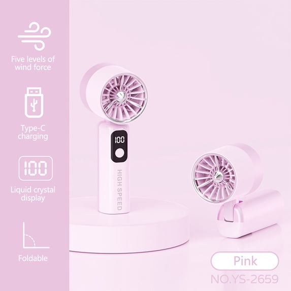 SHENGXINY Portable Fan Handheld Fan High Speed Digital Display Handheld Fan USB Rechargeable Quiet Mini Portable Cooling Fan for Office Travel Outdoor Daily Use