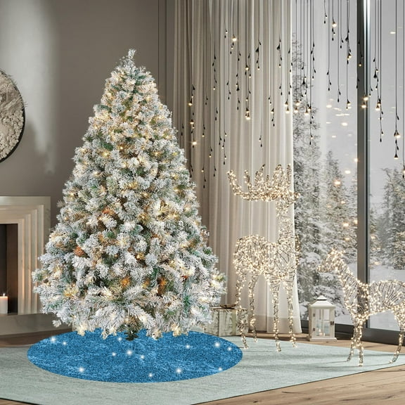 SHENGXINY Sequin Christmas Tree Skirt,Vintage Christmas Tree Decorations for Party Indoor Birthday Wedding Year Decor,Home Decor Blue 23.62in