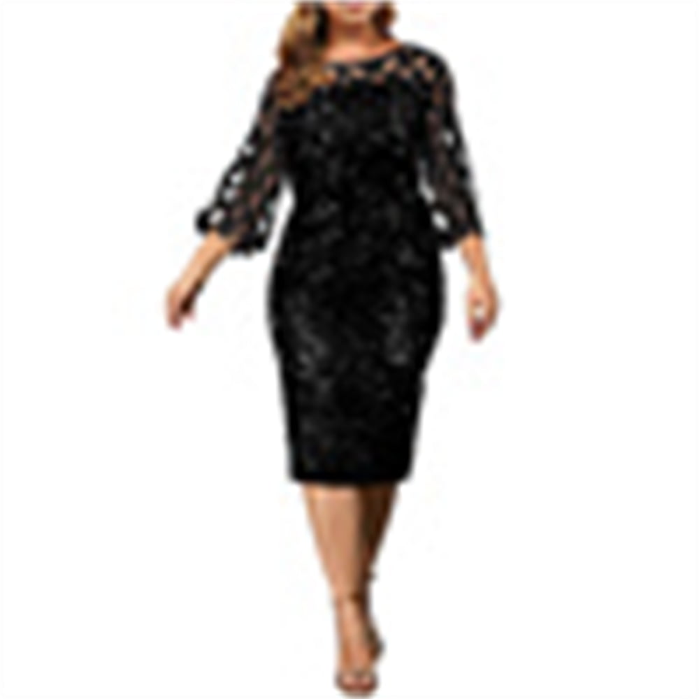 SHENGXINY Sequin Dresses For Women 2022 Casual Plus Size Long Sleeve ...