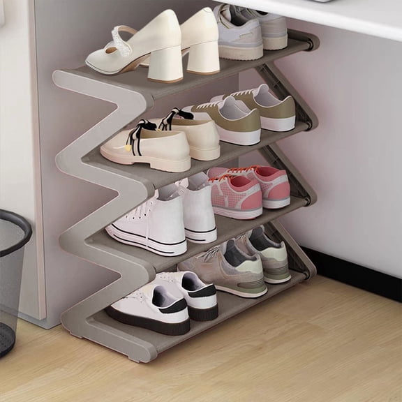 SHENGXINY Shoe Rack,Ingenious Z-Type Multi-Layer Shoe Rack,Easy-Assemble Space-Saving Storage for Household,Dormitory,Non-Slip Durable Organizer Gray 20.07x17.71x7.48in