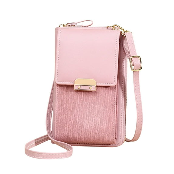 SHENGXINY Shoulder Bag Gift for Women Clearance Women Simply Fashion Bags, Mini Leather Mobile Phone Messenger Bags Mobile Phone Bag Shoulder Handbag Wallet with Credit Card Slots Pink