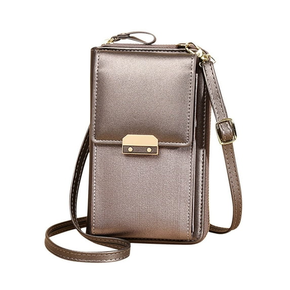 SHENGXINY Shoulder Bag Gift for Women Clearance Women Simply Fashion Bags, Mini Leather Mobile Phone Messenger Bags Mobile Phone Bag Shoulder Handbag Wallet with Credit Card Slots Silver