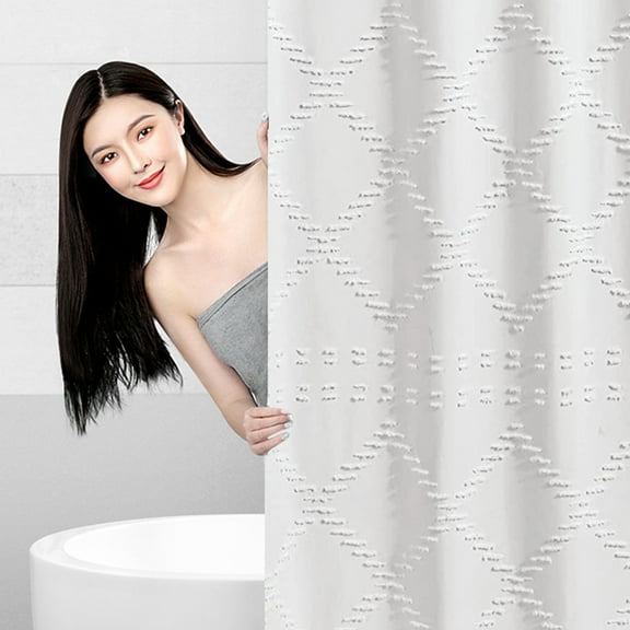 SHENGXINY Shower Curtain with hooks, Modern Farmside Style, All-Season Universal, Long Design - Versatile Bathroom Curtain White 71x71in