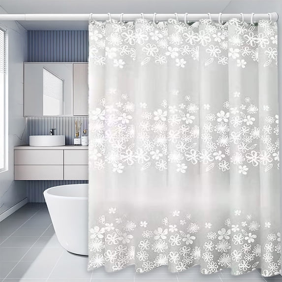 SHENGXINY Shower Curtain with hooks, Modern Shower Curtain Liner, Water-Repellent Polyester, Washable - Practical Bathroom Liner Multicolor