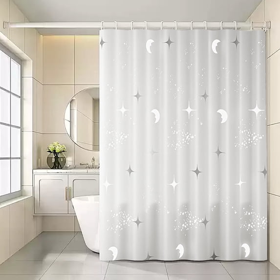 SHENGXINY Shower Curtains, Thickened Waterproof Fabric, Punch-Free, Shower Rod Compatible - Practical Bathroom Partition Curtain Clear