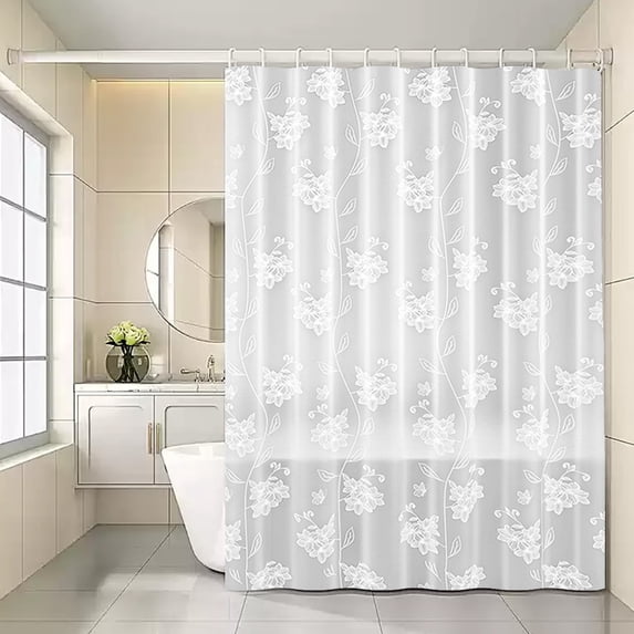 SHENGXINY Shower Curtains, Thickened Waterproof Fabric, Punch-Free, Shower Rod Compatible - Practical Bathroom Partition Curtain Clear