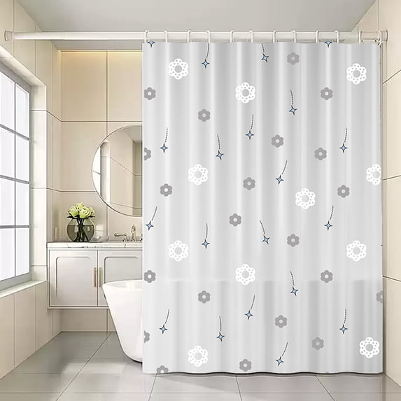 SHENGXINY Shower Curtains, Thickened Waterproof Fabric, Punch-Free, Shower Rod Compatible - Practical Bathroom Partition Curtain White