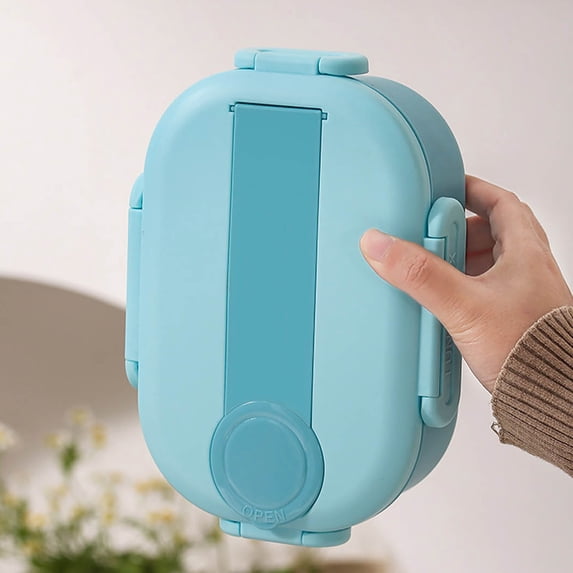 SHENGXINY Snack Box Container,Portable Bento Box with Tableware Ideal for Travel and Daily Meals Blue