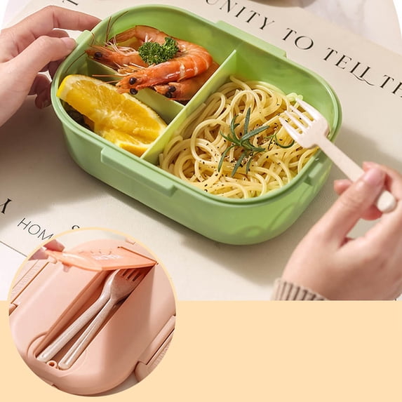 SHENGXINY Snack Box Container,Portable Bento Box with Tableware Ideal for Travel and Daily Meals Green