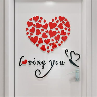 SHENGXINY Spring Heart Stickers Clearance Heart DIY Removable Vinyl Decal Art Mural Wall Stickers Home Room Decor Red