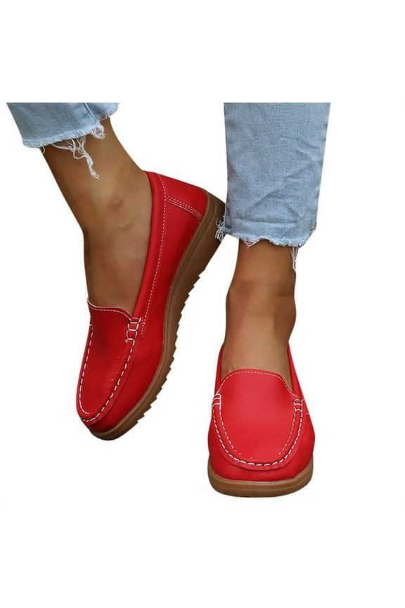Spring Ladies Leather Handmade Shoes Women Hook &Loop Flat Shoes Women 2022 Autumn Soft Loafers Flats