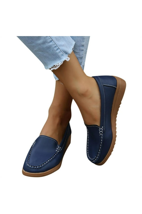 Spring Ladies Leather Handmade Shoes Women Hook &Loop Flat Shoes Women 2022 Autumn Soft Loafers Flats