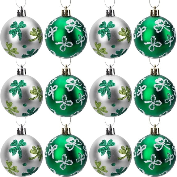 SHENGXINY St Patricks Day Ball Ornament Clearance Four-leaf Hat Ball St. Patrick's Day Hanging Decoration Green Plastic Ball Decoration With Hanging Rope A