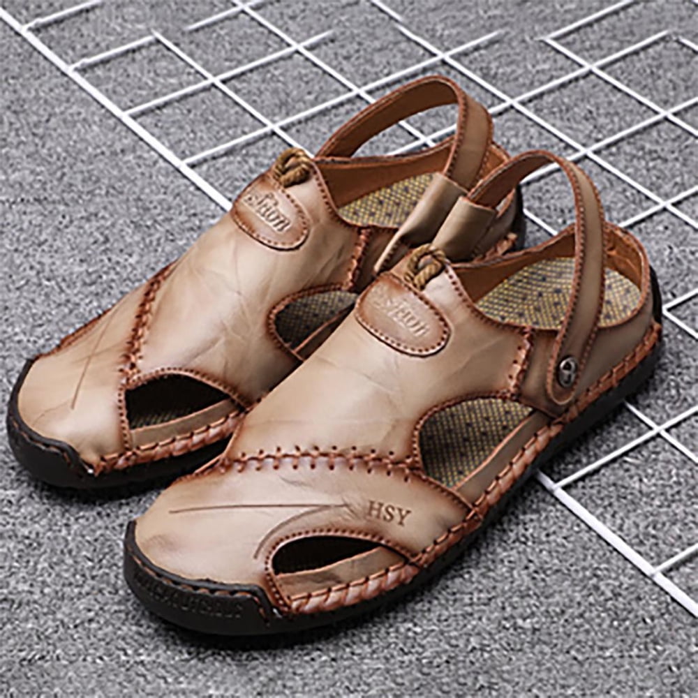 male genuine leather slippers men all-match cowhide sandals men's summer  leisure shoes Sneakers Flip Flops beach outdoor casul