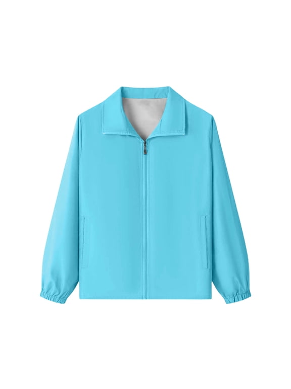 Teen Boys Lapel Softshell Jacket Waterproof Lightweight Outdoor Athletic Jacket Soft Cozy Durable Classic Bomber Jackets Light Blue 16-17 Years