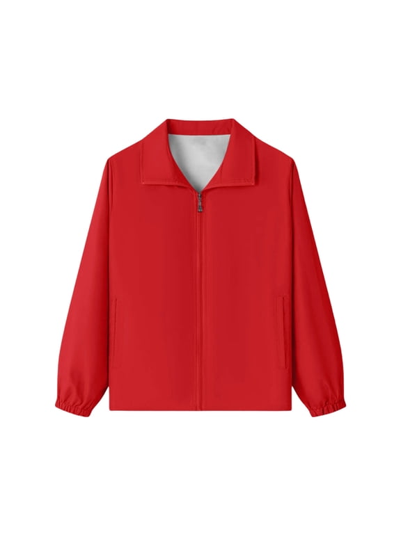 Teen Boys Lapel Softshell Jacket Waterproof Lightweight Outdoor Athletic Jacket Soft Cozy Durable Classic Bomber Jackets Red 7-8 Years