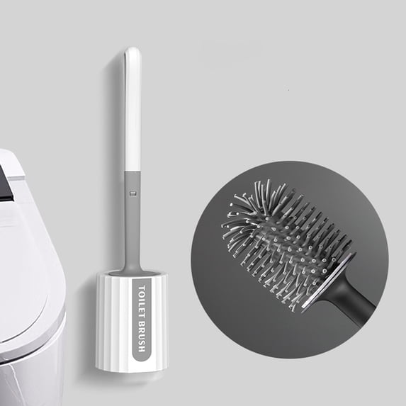 SHENGXINY Toilet Bowl Brush, Heavy-Duty Stiff Bristles, Modern Compact Long Handle, Efficient Stain & Limescale Remover for Bathroom White 15.74x3.62x3.62in