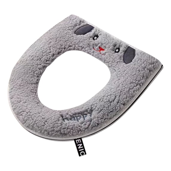 SHENGXINY Toilet Seat Cover Pads Stretchable Washable, Lovely Foam Warm Washable Non-Slip Universal Toilet Pad Gray 16.5x16.5in