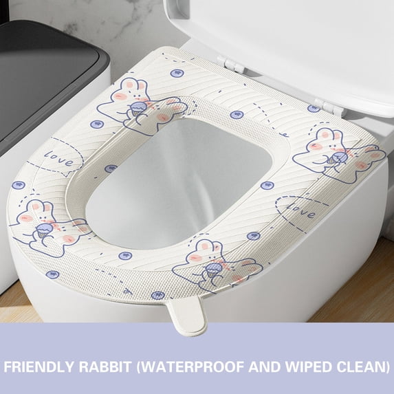 SHENGXINY Toilet Seat Cover Pads Stretchable Washable, Premium Eva High Foam All-Season Wipeable Toilet Ring White 1.69x15.4in
