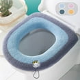 thumbnail image 1 of SHENGXINY Toilet Seat Cover Pads Stretchable Washable, Premium Thick Knitted Warm Washable Toilet Seat Mat Blue 17.3x14.2in, 1 of 8