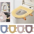 thumbnail image 1 of SHENGXINY Toilet Seat Cover Pads Stretchable Washable, Thickened Knitted Warm Toilet Seat Cushion for Home Use Blue 14.56x17in, 1 of 7