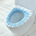 thumbnail image 1 of SHENGXINY Toilet Seat Cover Pads Stretchable Washable, Winter Thick Knitted Toilet Seat Cushion Warm Washable Household Cover Blue 15x17in, 1 of 6