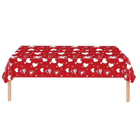 SHENGXINY Valentine's Day Tablecloth , Proposal Background Cloth,Love Showing Curtain Decor,Wedding Home Decor,Holiday Decorations Red 54 x 108 in