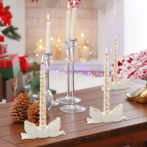 SHENGXINY Valentine's Day candle holder,Bow Ceramic Candle Holders Unique Home Decor Ornaments Stylish Scented Candle Stand White 5.63