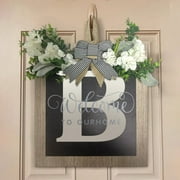 SHENGXINY Welcom Sign Letter Last Name Year Round Front Door Wreath, Decorative Hanging Plaques In Front Of The Door Home Decor On Clearance Wooden