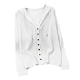 thumbnail image 1 of SHENGXINY Women Lightweight Button Down Knitted Cardigan Sweater Long Sleeve Thin Casual Open Front Knit Outerwear for Spring Summer Fall White Free Size, 1 of 7