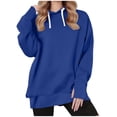 thumbnail image 1 of SHENGXINY Women's Drawstring Hooded Sweatshirt Long Sleeve Oversized Hoodie Layered Hem Casual Pullover Fall Winter Daily Tops Blue M, 1 of 8