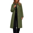 thumbnail image 1 of SHENGXINY Women's Long Button Trench Coat Lapel Lined Kneee Length Long Sleeve Windproof Outwears Casual Jacket for Work Daily Wear Fall Winter Green 3XL, 1 of 9