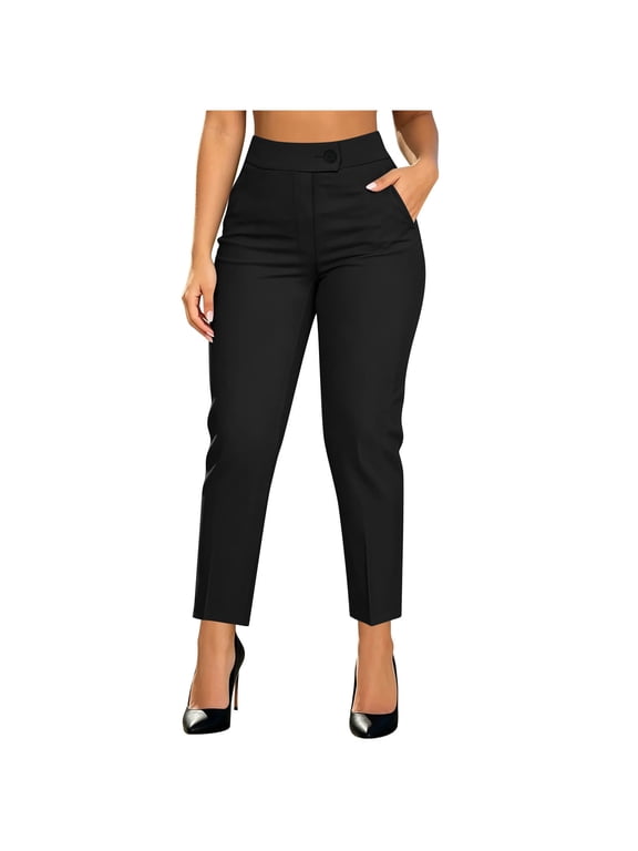 Womens Skinny Dress Pants High Waisted Stretchy Comfy Work Pants for Office Daily Wear Business Travel Black XL