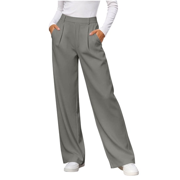 SHENGXINY Womens Dress Pants High Waisted Stretchy Comfy Work Pants for Office Daily Wear Business Travel Gray XL