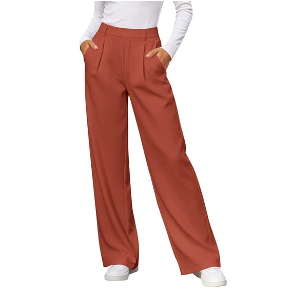 SHENGXINY Womens Dress Pants High Waisted Stretchy Comfy Work Pants for Office Daily Wear Business Travel Watermelon Red 2XL
