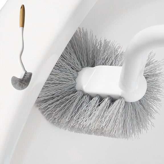 SHENGXINY Toilet Brush, 2-In-1 Rubber + Slit Brush Heads Toilet Bowl Brush - Cleans Every Toilet Corner Effectively White 3x16.1in