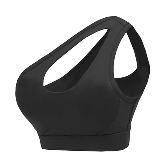 SHENGYUAN Bracelets for Women High Impact Sports Bra Large Breasts Sexy One-Shoulder Plus Size Exercise Shake-proof Yoga Underwear Black,XL