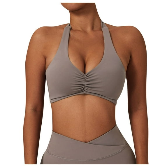 SHENGYUAN Bras for Womens Sports High Support Intensity Sensation Yoga Bra】Wireless Padded Bra With Adjustable Straps Racerback Design Shockproof Wicking Seamless Perfect Running & Fit Grey,M