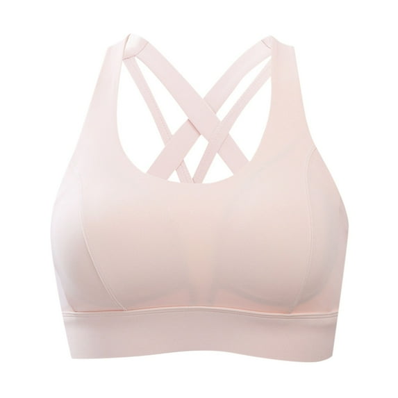 SHENGYUAN High Impact Sports Bra Support Bras for WomenColor Block Wireless With Fixed Cups Back Design Chest and Side Fat Control Pink,M